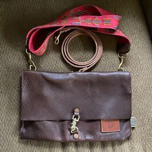 Meanwhile Back in the Farm Mocha Foldover Clutch and Crossbody
